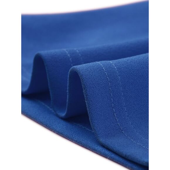 Business Casual Sleeveless Jumpsuit High Waist Wide Flare Leg Romper Royal Blue - Picture 5 of 5